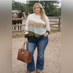 New Fortune & Ivy Striped over size Sweater
Size 2X 🌹🌺🌸  BG 11